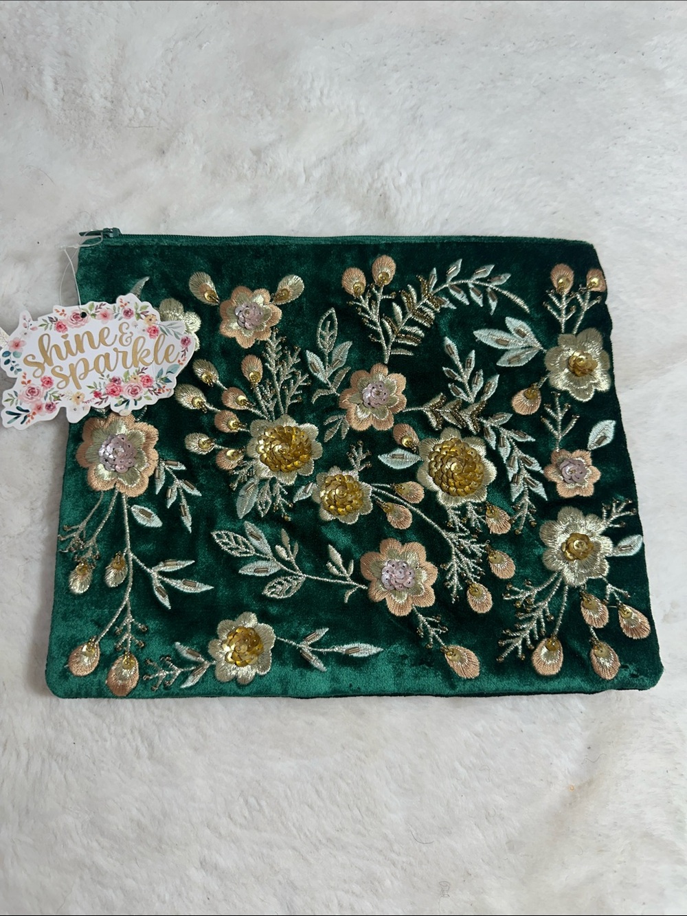 Made in India velvet and beaded pouch
